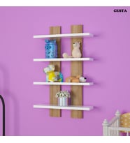 Cesta Modilayn Dört Raflı Duvar Ünitesi Dörtlü Duvar Rafı (Beyaz)