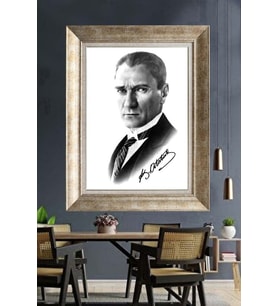 Gümüş Çerçeveli Atatürk Tablo za361