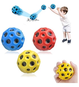NPratik Yükseğe Zıplayan Delikli Bouncer Ball Space Ball Süper Uzay Topu 1 Adet Ay Top Moon Ball