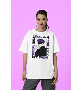 Satoru Gojo Baskılı Unisex Tişört, Oversize Anime Karakter Tişört