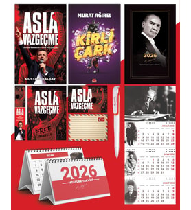 Asla Vazgeçme - Ayraç - Kartpostal - Poster - Kirli çark -  2026 Ajanda Gazi Paşa - İmza Duvar Takvimi - Masa Takvimi