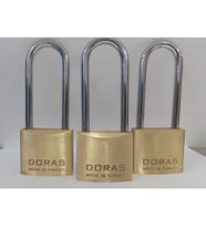 Doras Ersa 3'lü Set Uzun Kanca Pas Pirinç Asma Kilit 40 Mm