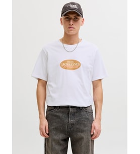 JACK JONES Erkek Yazı Baskılı Tişört 12297891 (Beyaz)
