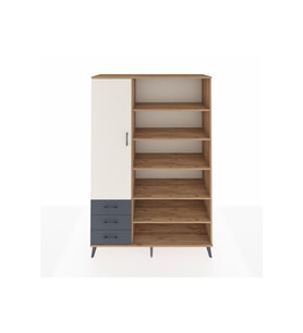 Hyperion Dolap 9 Raflı 3 Çekmeceli 3 Kapaklı 132x44x195 Çam-Aytaşı/Antrasit