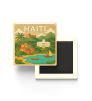 Haiti - Haiti - Paper Cut Art - Baskılı Buzdolap Magneti Kare - 9x9 cm