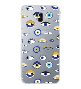 PrintiFy Samsung Galaxy J6 Plus 2018 ile Uyumlu 1mm Slim Fit Nazar Boncuğu 2 Baskılı Şeffaf  Kılıf