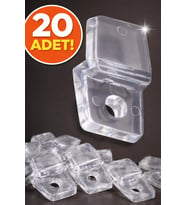 20 Ad. Şeffaf Plastik Ayna Tırnağı Cam Tutucu Duvara Ayna Sabitleme Aparatı Vida Dahil
