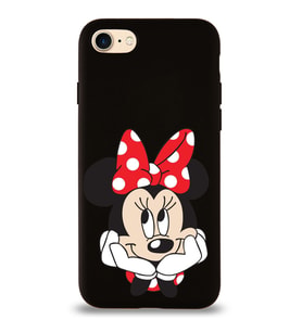 Apple iPhone 8 Uyumlu Lansman Kılıf Minnie Mouse Tasarımlı Altı Kapalı İçi Kadife Kaplı  Kapak (Şeffaf)