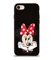 Apple iPhone 8 Uyumlu Lansman Kılıf Minnie Mouse Tasarımlı Altı Kapalı İçi Kadife Kaplı  Kapak (Şeffaf)