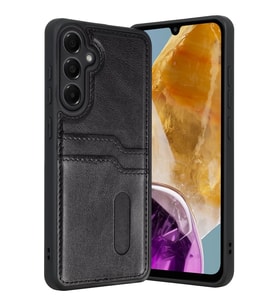 Mey İthalat® Samsung Galaxy M15 Sara Kartvizitli Deri Kılıf - Siyah