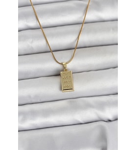 316L Çelik Zincir Gold Renk Külçe Altın Model Kadın Kolye 5886 - HPSBYI9491-7101