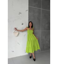 kadın yeşil gipeli askılı poplin elbise NBG012