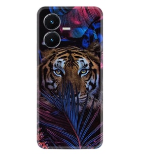 Vivo Y22S Kılıf Resimli Desenli Baskılı Silikon Flowers Tiger 1319
