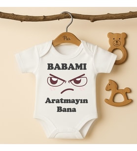Pia Baby B32 %100 Pamuk Babamı Aratmayın Bana Yazılı Tasarlanabilir Bebek Body (Ekru)