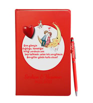 Sevgililer Gününe Özel Kırmızı Defter Kalem Hediye Seti 22