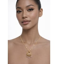 Taş Detaylı Gold Sandık Kolye
