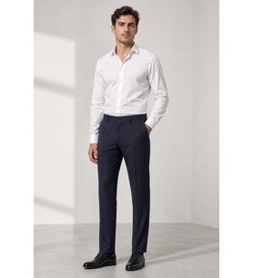 Erkek Regular Fit Kumaş Pantolon - Rahat Kesim, Esnek Kumaş, Pilesiz 008-Lacivert