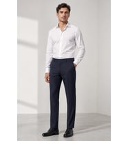 Erkek Regular Fit Kumaş Pantolon - Rahat Kesim, Esnek Kumaş, Pilesiz 008-Lacivert