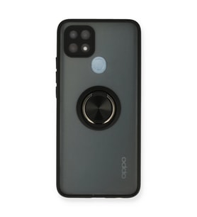 Oppo A15 Kılıf Montreal Yüzüklü Silikon Kapak - Siyah