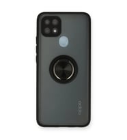 Oppo A15 Kılıf Montreal Yüzüklü Silikon Kapak - Siyah