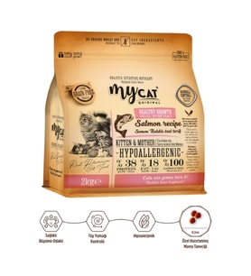 Mycat Az Tahıllı Somon Balıklı Yavru ve Anne Kedi Maması 2kg