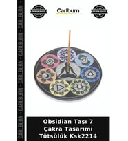 Özel Üretim Doğal Taş Dekoratif Hediyelik Obsidian Taşı 7 Çakra ( Chakra ) Tasarımı Tütsülük