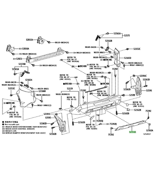 Toyota Corolla- Cross- 2022-2024 Arka Tampon Bandı Orta Siyah (Tyg