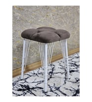 Kare Beyaz Boyalı Telli Ayaklı Tabure - Oturak - Bar Taburesi - Ayaklı Tabure Kahverengi Renk 33 x 48 Boyut/Ebat (Çok Renkli)