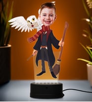 Doğum Günü Hediyesi,Sevgiliye Hediye, Kişiye Özel Fotoğraflı Harry Potter Karikatür 3D Led Lamba (Beyaz)