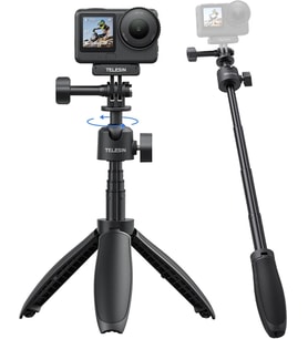 DJI Osmo Nano Action 6/5 Pro/4, GoPro Hero 13/12, Insta360 X5 X4 Ace Pro için 46 cm Mini Selfie Çubuğu Tripod, 360° Ayarlanabilir Monopod, Vlog Uzatılabilir Sap, Sağlam Manyetik Taban