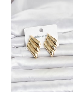 316L Çelik Gold Renk Motif Model Kadın Küpe 5886 - HPSBYI1557-2407