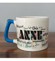 Anne Sözleri Tam Tur Baskılı Baskılı Mavi Kulplu D Kupa