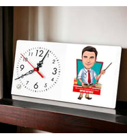 Erkek Öğretmene Hediyelik Karikatürlü Masa Saati