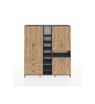 Hyperion Dolap 13 Raflı 3 Çekmeceli 6 Kapaklı 220x44x243 Antrasit-Çam/Çam