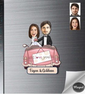 Kişiye Özel Gelin Dağmat Ahşap Magnet -5