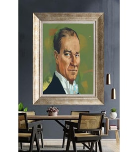 Gümüş Çerçeveli Atatürk Tablo za81
