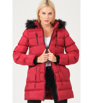 Dewberry Kadın %100 Polyester Kaban Bordo Z6763 Günlük Dış Giyim, Kazak ve Gömlek Kombini, Seyahat Gardırobu