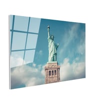 Tamperli Gerçek Cam Tablo New York Özgürlük Anıtı Şehir Mimari Tablo Duvar Dekoru