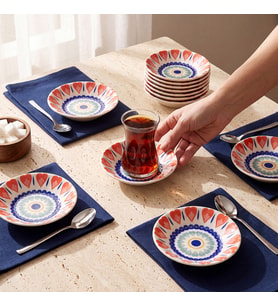 GÜRAL PORSELEN Acem 12 Parça Çay Tabağı 43422