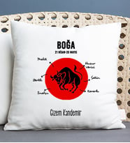 Kişiye Özel Boğa Burcuna Hediye Kare Yastık