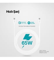USB-C - USB-C 300cm 60W PD/QC Hızlı Şarj/Data Kablosu Beyaz