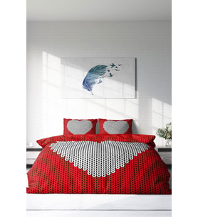 Çift Kişilik ( Lastikli Çarşaflı ) %100 Pamuk Saten Nevresim Takımı Woven Heart