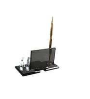 Kristal Masa İsimlik Modern Ofis Dekoru Masa İsimlik (Gri-Kırmızı)