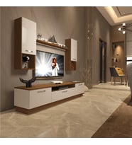 Decoraktiv Trendstyle 5DA Mdf Tv Ünitesi Tv Sehpası - Ceviz Beyaz (Beyaz - Kahverengi)