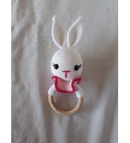 Şirin Tavşan Çıngırak Amigurumi Organik Oyuncak