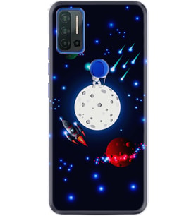 Reeder P13 Blue Max Pro Kılıf Silikon Desen Ay ve Astronot 1694