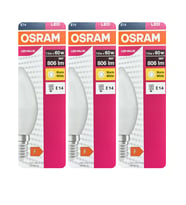 (3 Adet) Ledvance 7,5W Sarı Işık (2700K) E14 Duylu (İnce Duy) Led Ampul