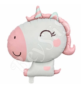 Pembe Retro Unicorn Folyo Balon
