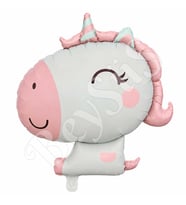 Pembe Retro Unicorn Folyo Balon