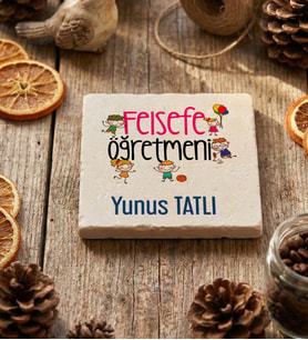 Kişiye Özel Felsefe Öğretmeni Bardak Altlığı Öğretmenler Günü Hediyesi (Krem)